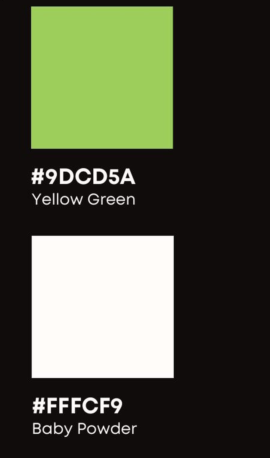 Ecomodo colour palette, Yellow Green and Baby Powder